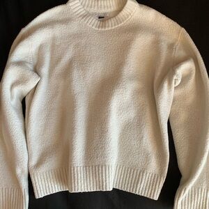 American Eagle Outfitters Textured White Crew Neck Sweater